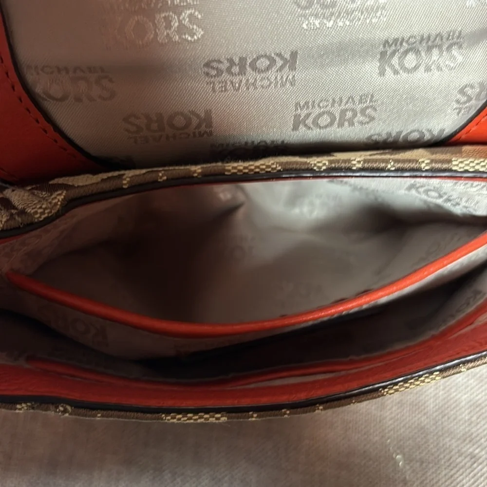 Michael Kors Tan Signature Jacquard Mini Crossbody